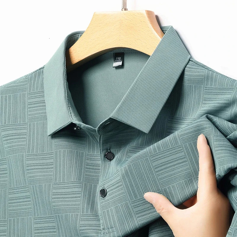 2024 Mens Printing Business Casual Short Sleeve Polo Shirt Fashion Comfortable Breathable Top 250326