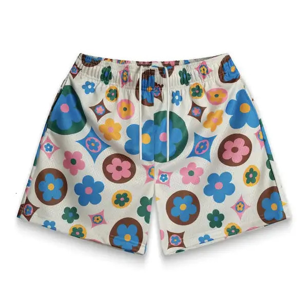 Trendy Printed Mens Shorts Casual Loose American Over Fashion Street Clothing Quick Drying Fitness Running 250326
