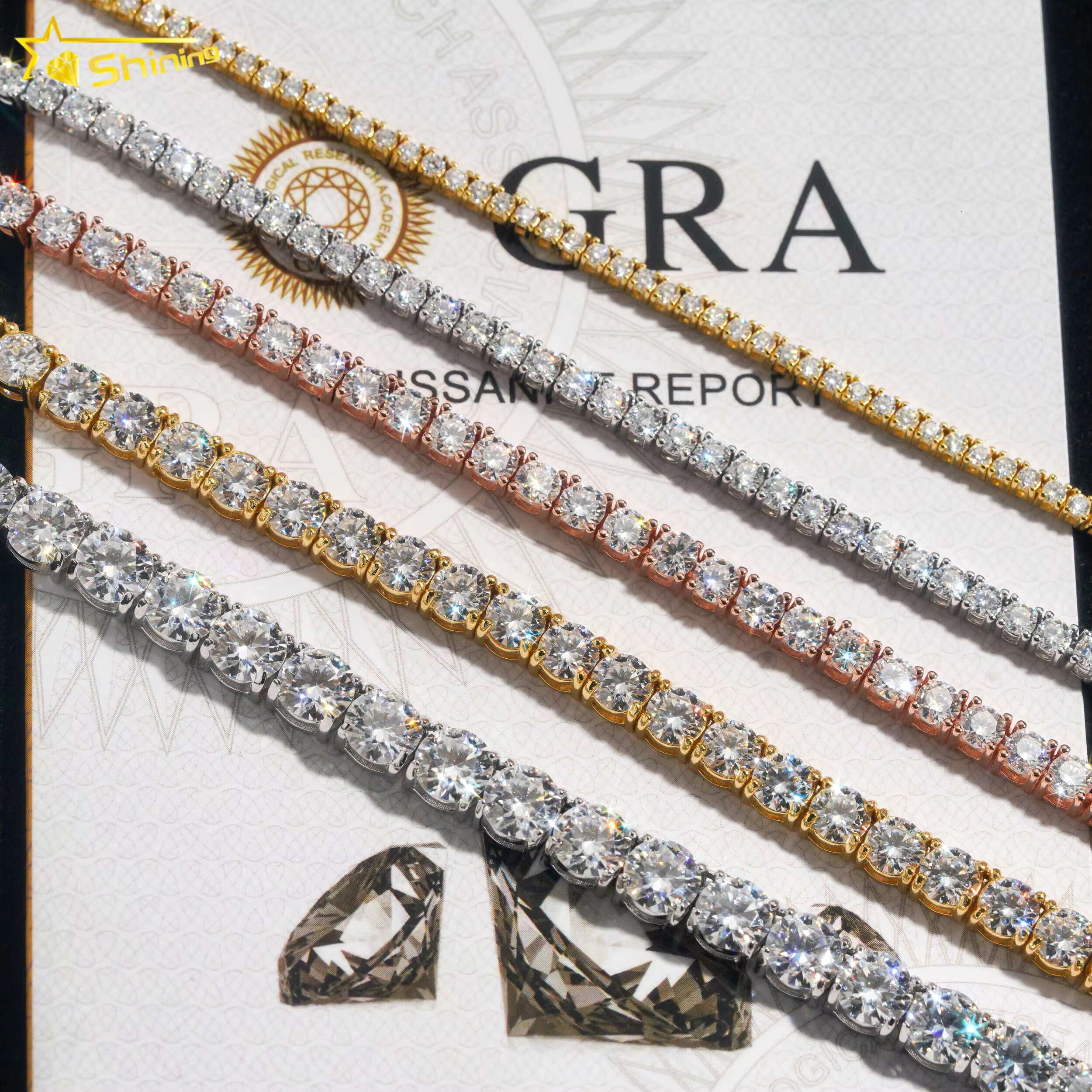 Hot Sale Ready to Ship Dropshipping VVS Moissanite Necklace S925 Gold Plated Tennis Chain Fine Jewelry Wholesale Price