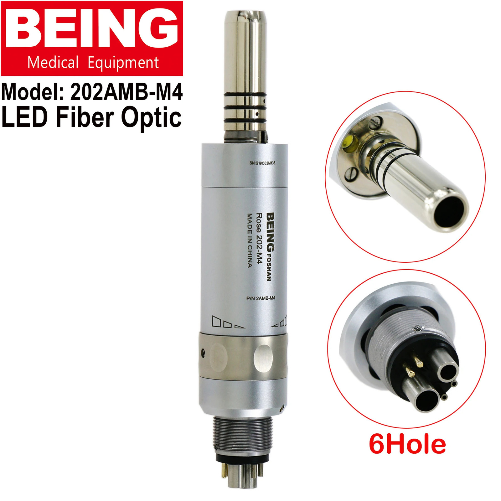 Being Dental lowspeed internal water handheld LED fiber optic air motor 201AM 202AM M4 4Holes 202AMB M6 6Holes 6Pin Fit NSK KaVo 250325