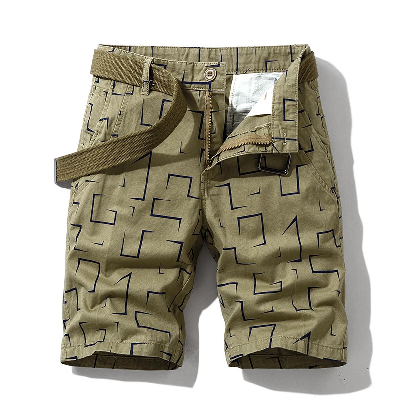 Summer thin multi pocket pure cotton work clothes shorts for men loose straight leg five point casual over knee beach 250326