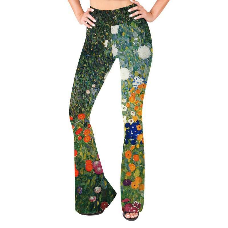 Women Yoga Pants New Fashionable Casual Sports Yoga Bell Bottom With Creative Digital Printing High Waisted Pants