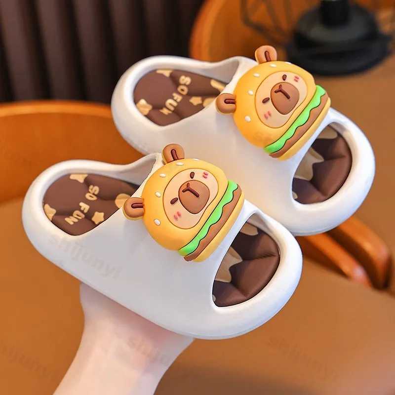 Slipper Capybara slippers childrens bathroom sandals 2025 summer non slip cartoon slippers elastic rotating platform childrens slippers S25326