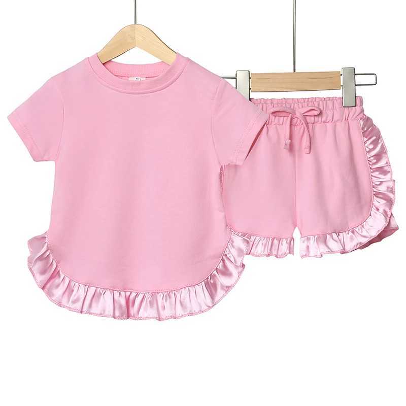 Summer Kids Little Sweet Girls Clothing Sets Cotton Luxury Homewear Top+Shorts Children Clothes Toddler Baby Outfits Suit 2PCST250327