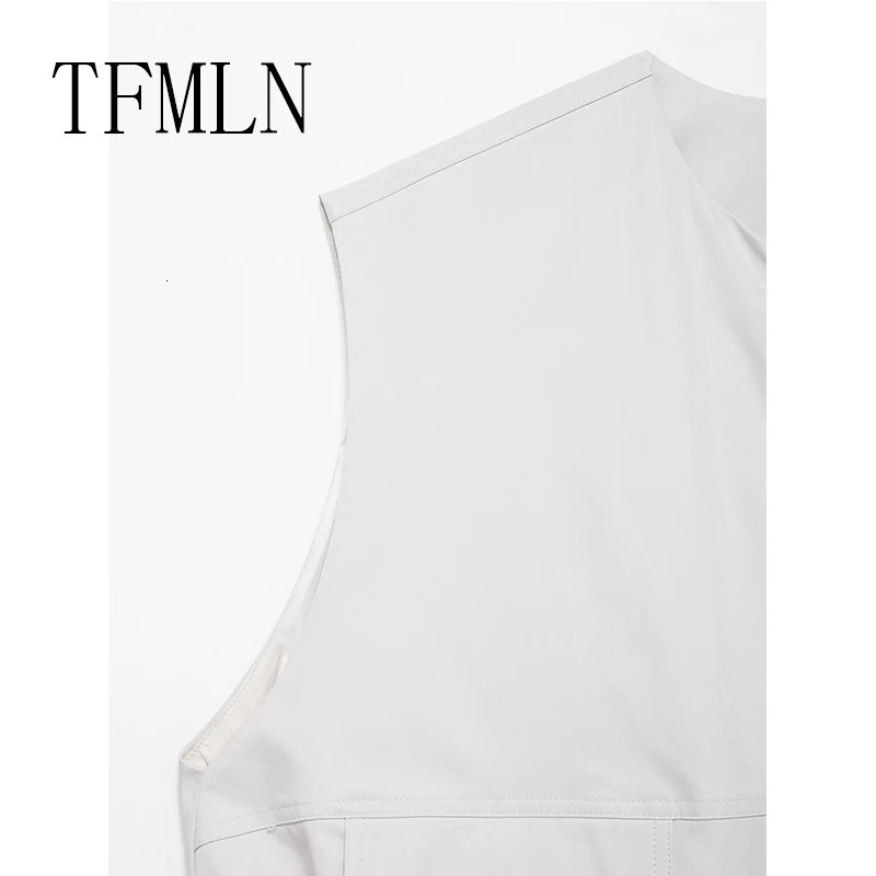 TFMLN Womens Elegant Sleeveless Tank Top Fashionable SpringSummer Loose Zipper Comfortable Casual Pocket Coat 250326