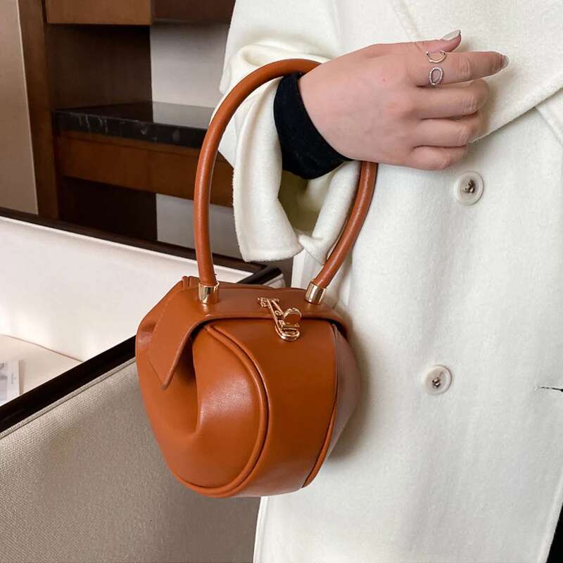 Round Ball Women's Handbag Brand Designer Bowg PU Leather Mini Shoulder Bags Female Purse Fashion Armpit Bag