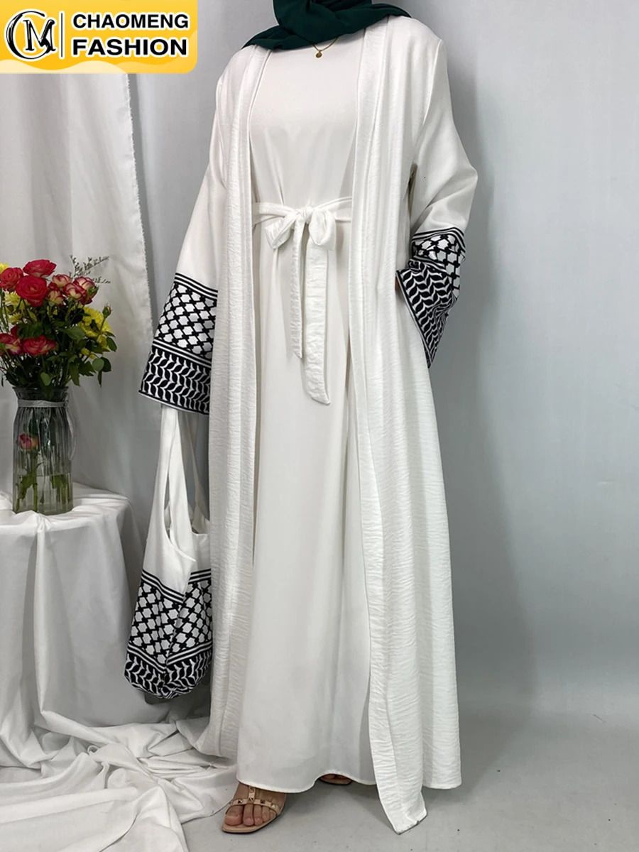 Ramadan Ka Palestinian Abaya Dubai y kimono with bag Islamic Kaftan Muslim womens long dress Caftan Marocain robe 250326