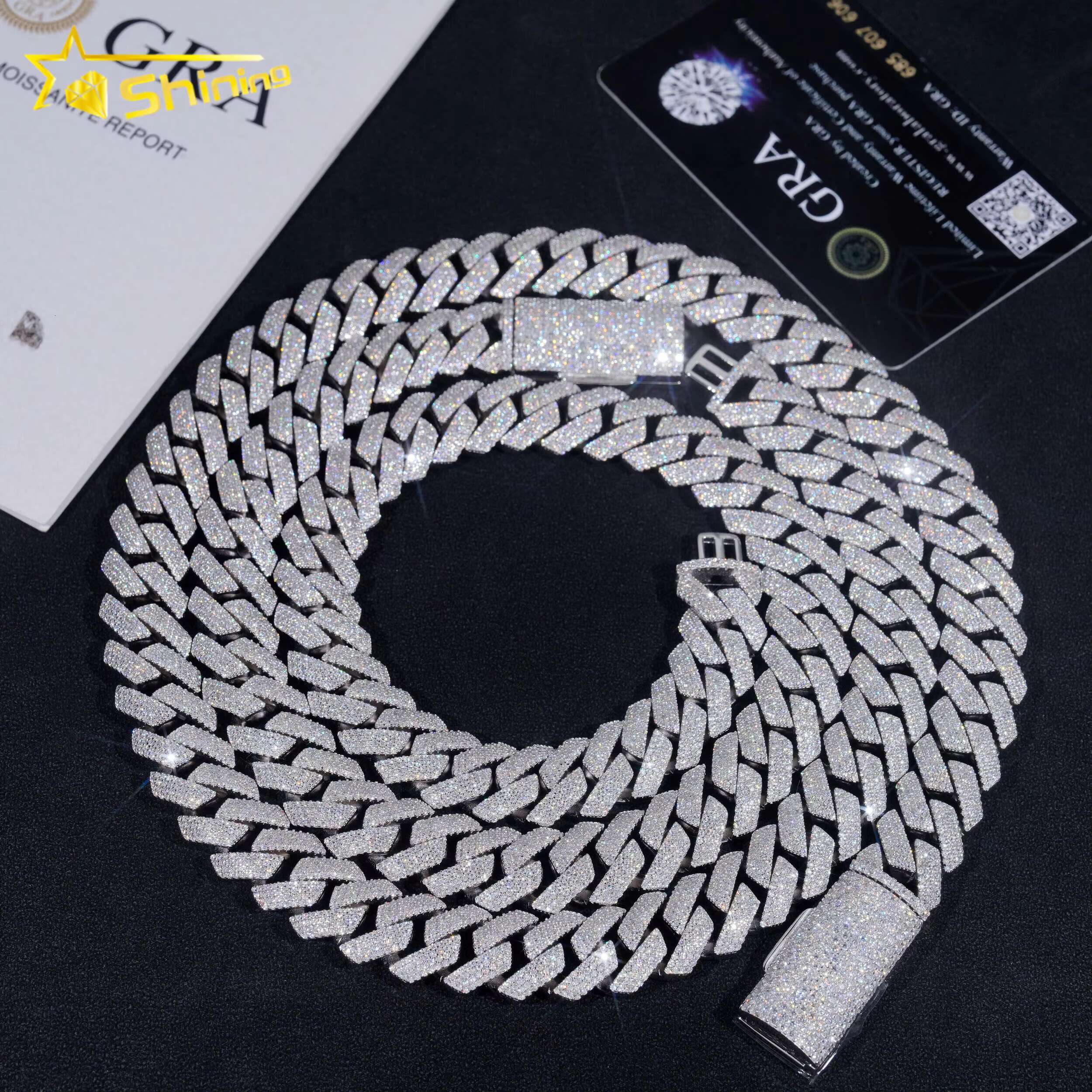 Wholesale Price S925 Sterling Silver Fine Jewelry Iced Out Cuban Chain VVS Moissanite Diamond Cuban Link Chain