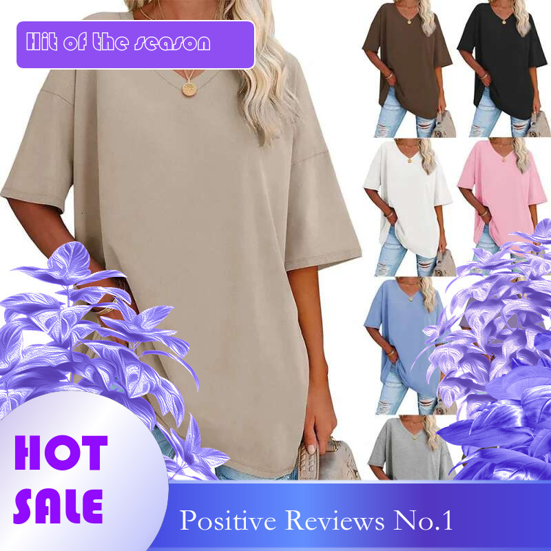 Dongdumaoyi Lente Zomer Heet Nieuw Oversized Los Damesmode T Shirt Met V Hals