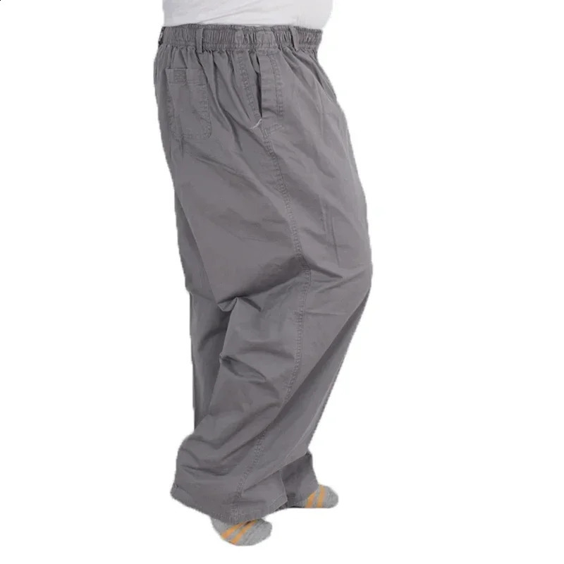 Plus size 8XL 11XL 12xl middle-aged mens summer thin elastic band high waist cotton casual trousers Dad oversize 9XL 8XL 7XL 250317