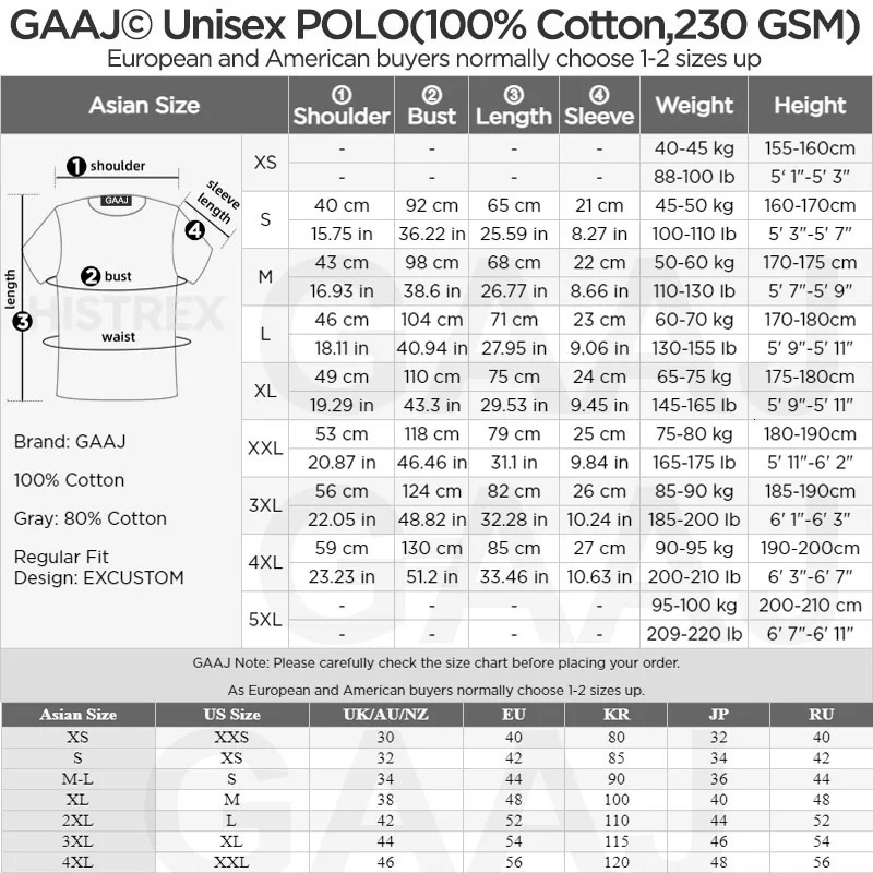 GAAJ Customized ed Polo 100% Cotton Your n Slogan Shirt Mens 230g 77oz 250327