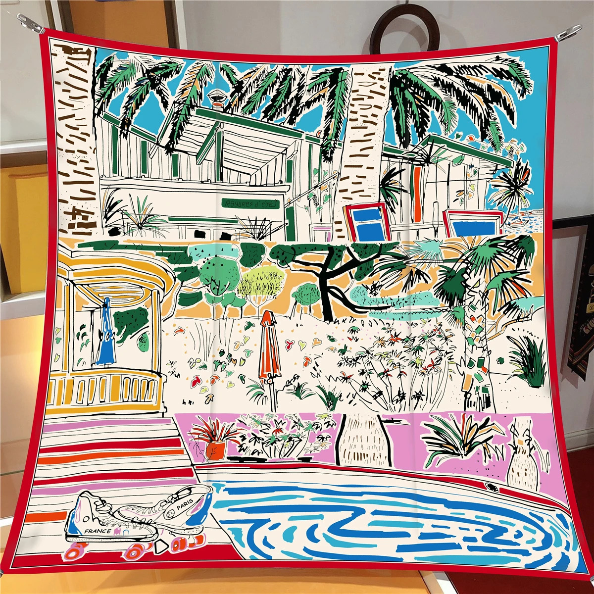 Graffiti Skating Shoes Twill Silk Scarf Shawl Square Scarf Women Hijab Bandana Foulard Neckerchief Head Scarves 250321