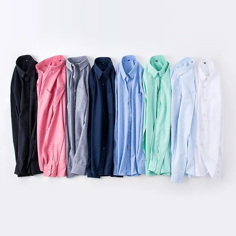Spring 2025 mens cotton Oxford rotating long sleeved shirt with real pocket for business leisure fashion and paradigm tops y250326