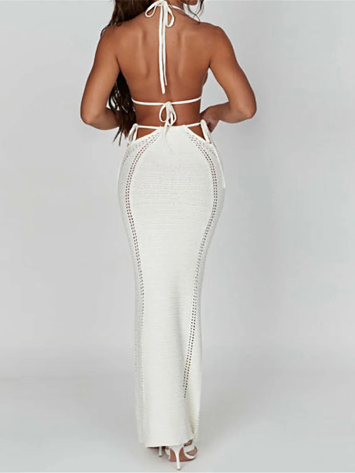 2PCS sexy top crochet knitted beach dress covering holiday K4885 250326