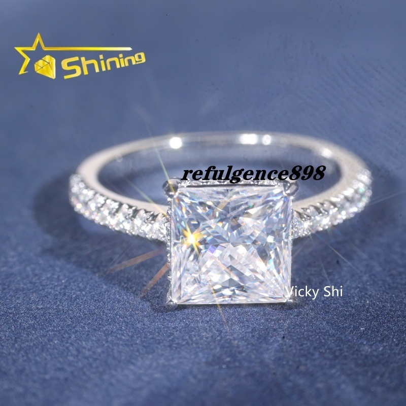 Wholesale Price 925 Sterling Silver D VVS Princess Cut Moissanite Ring Women Moissanite Wedding Rings Fine Jewelry