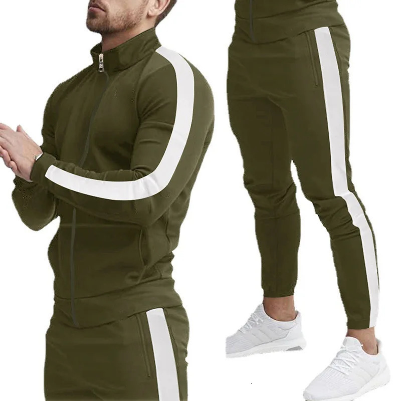 2025 autumn and winter casual mens sportswear color block clothing hooded fashion complete set 250326