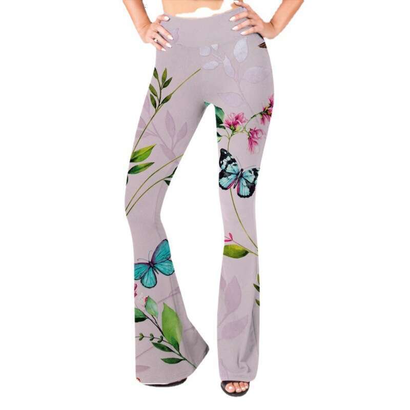 Women Yoga Pants New Fashionable Casual Sports Yoga Bell Bottom With Creative Digital Printing High Waisted Pants