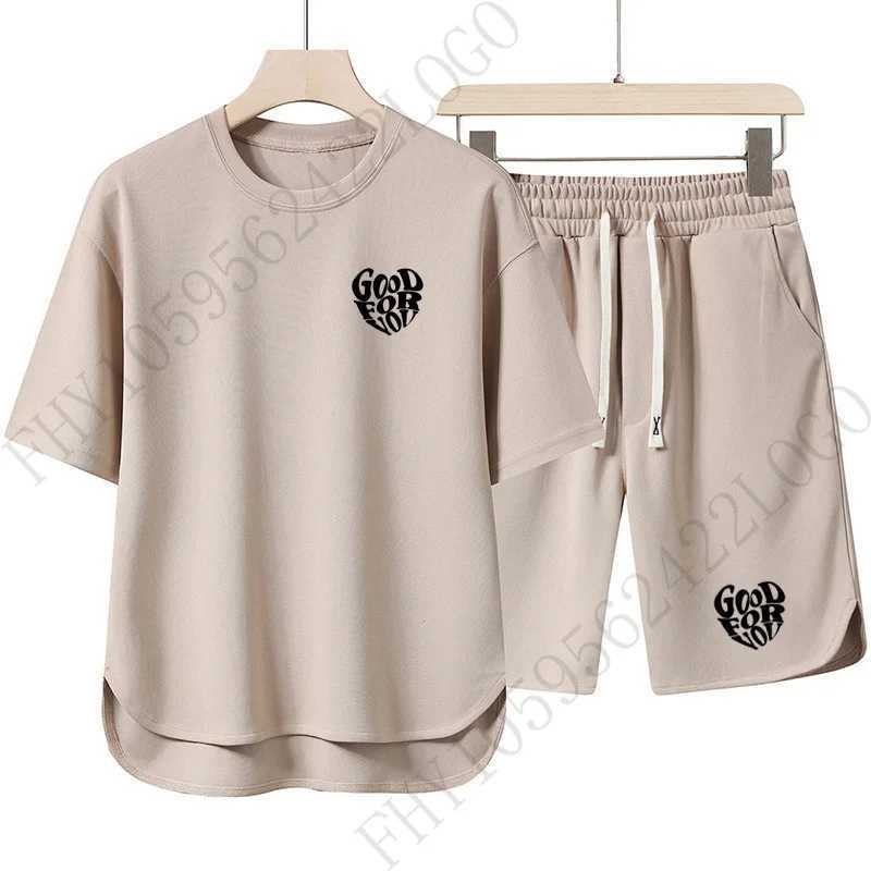 2025 mens summer fashion printed short sleeved T-shirt+shorts casual two-piece jogging fitness basketball setXJ250326
