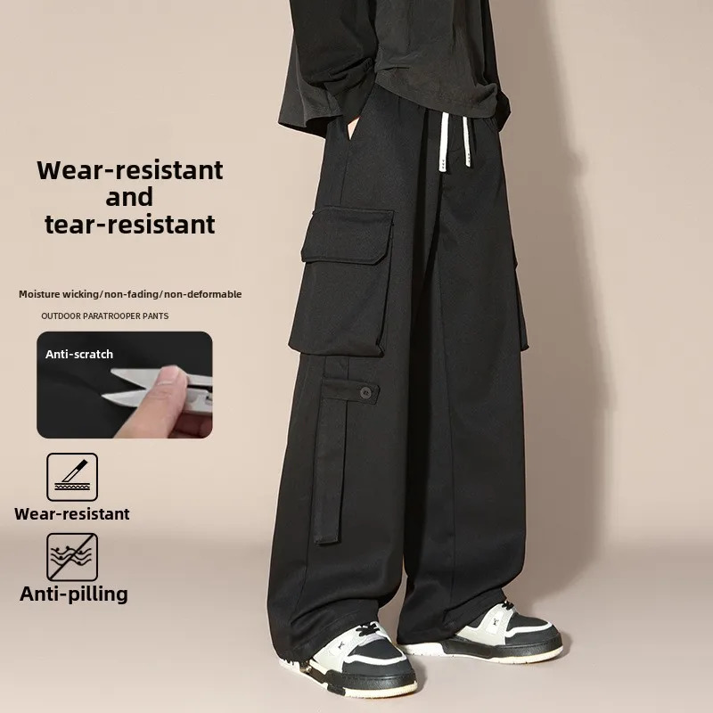 Mens work pants spring multi pocket casual loose straight mens highend clothing for runners 250327
