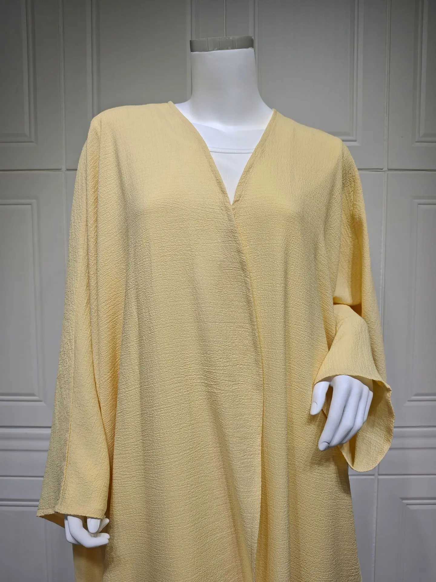 Yellow Abayas for Women 2025 Modest Muslim Dress Kimono Open Abaya Dubai Kaftan Turkey Robe Eid Djellaba Islamic Jalabiya Caftan X250514