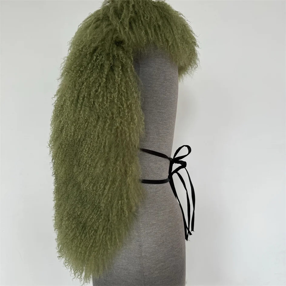 y Genuine Mongolian Sheepskin Coat Womens Woolen Leather Tank Top 250326