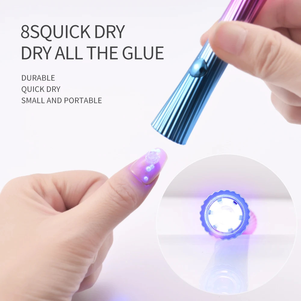 1Pcs handheld UV lamp 2W ripple 365nm 395nm professional nail dryer fast drying process 250325