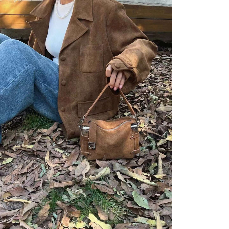 NEW Fashion Designer Small Box Shape Flap Matte Suede Cow Leather Women Messenger Crossbody Bag Maroon Daily-Use Purse