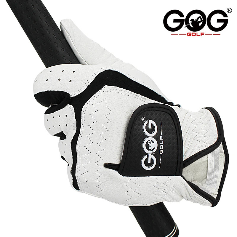 Sheepskin genuine leather Professional Golf Gloves For men white and black lycra Gloves Palm thickening Gift for golfer 250326