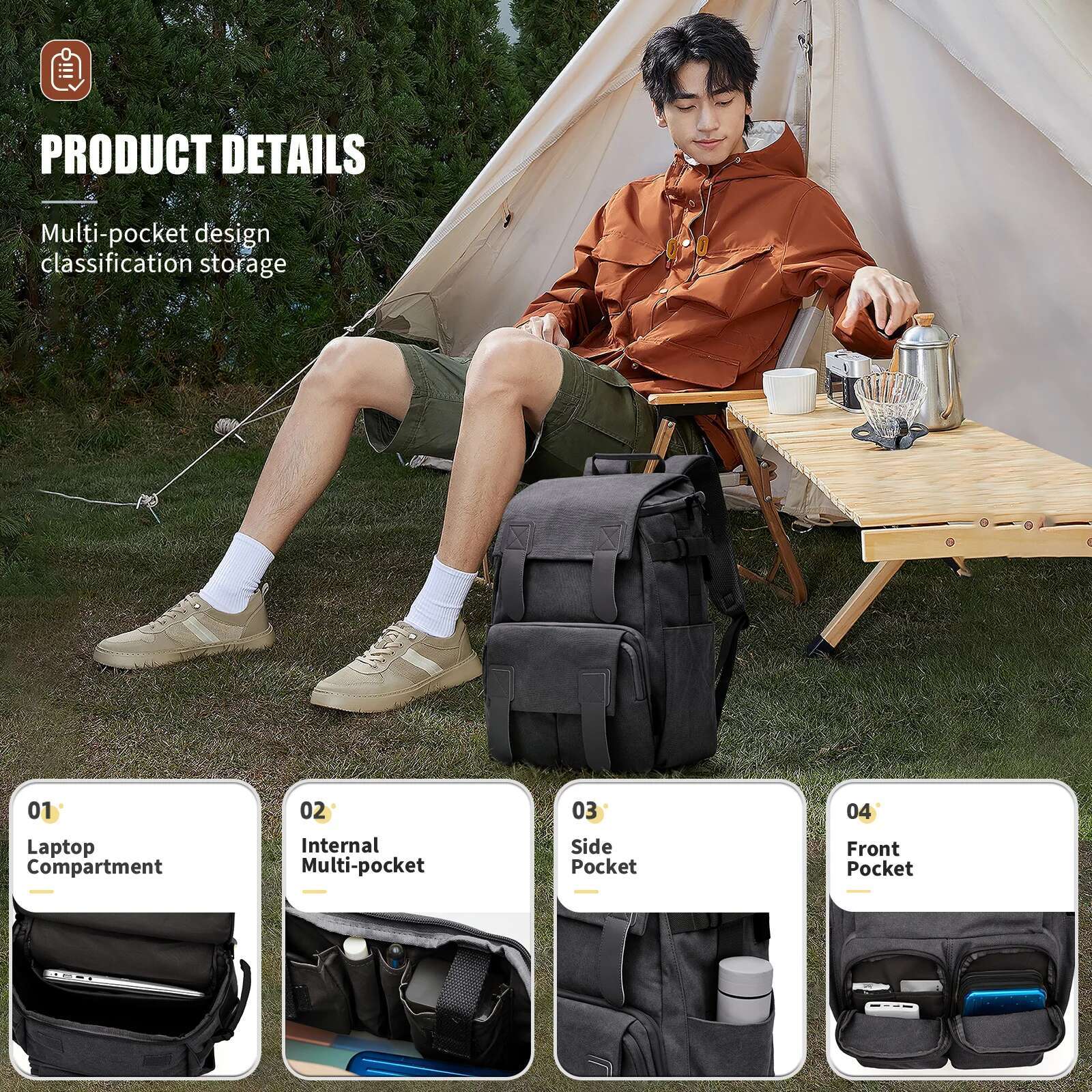 Camera Men Travel College Waterproof Laptop Bag For Women Fashion Business Work Casual Hiking Backpack