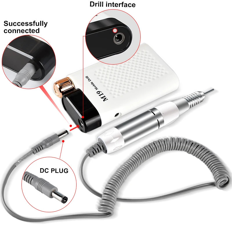 Electric Nail Drill Pen Handle File Polish Grind Machine Handpiece Manicure Pedicure Tool DC 3 PIN PLUG Nail Drill Accessories 250324
