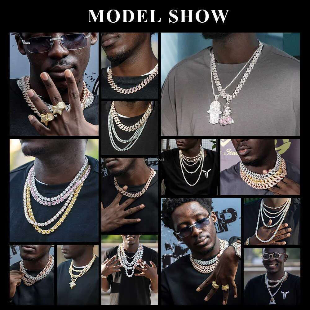 Custom Pass Test Vvs Moissanite Dia Cuban k Chain 10mm 12mm 15mm 18mm 20mm Hip Hop Necklace Men Jewelry