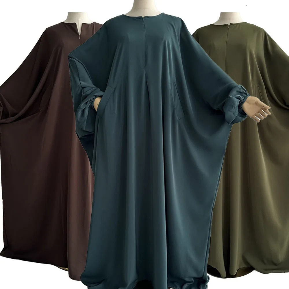 Butterfly Abaya with pocket front zipper breast feeding friendly Eid al Fitr Islamic Muslim female humble prayer Nida 250326