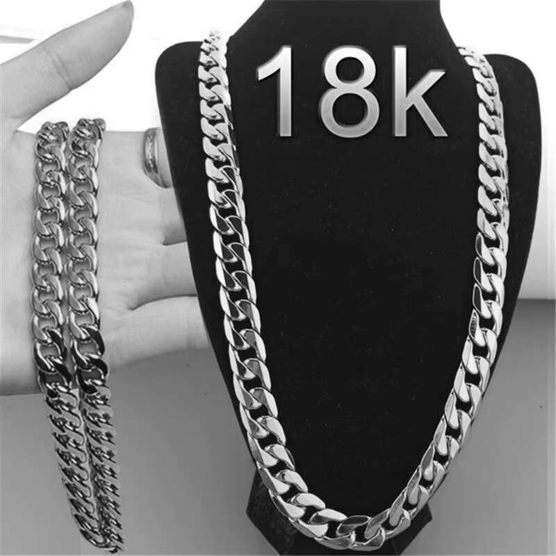 Fashion Hiphop Mens 18k Gold Plated Stainless Steel Cuban Link Chain Necklace for Men Jewelry