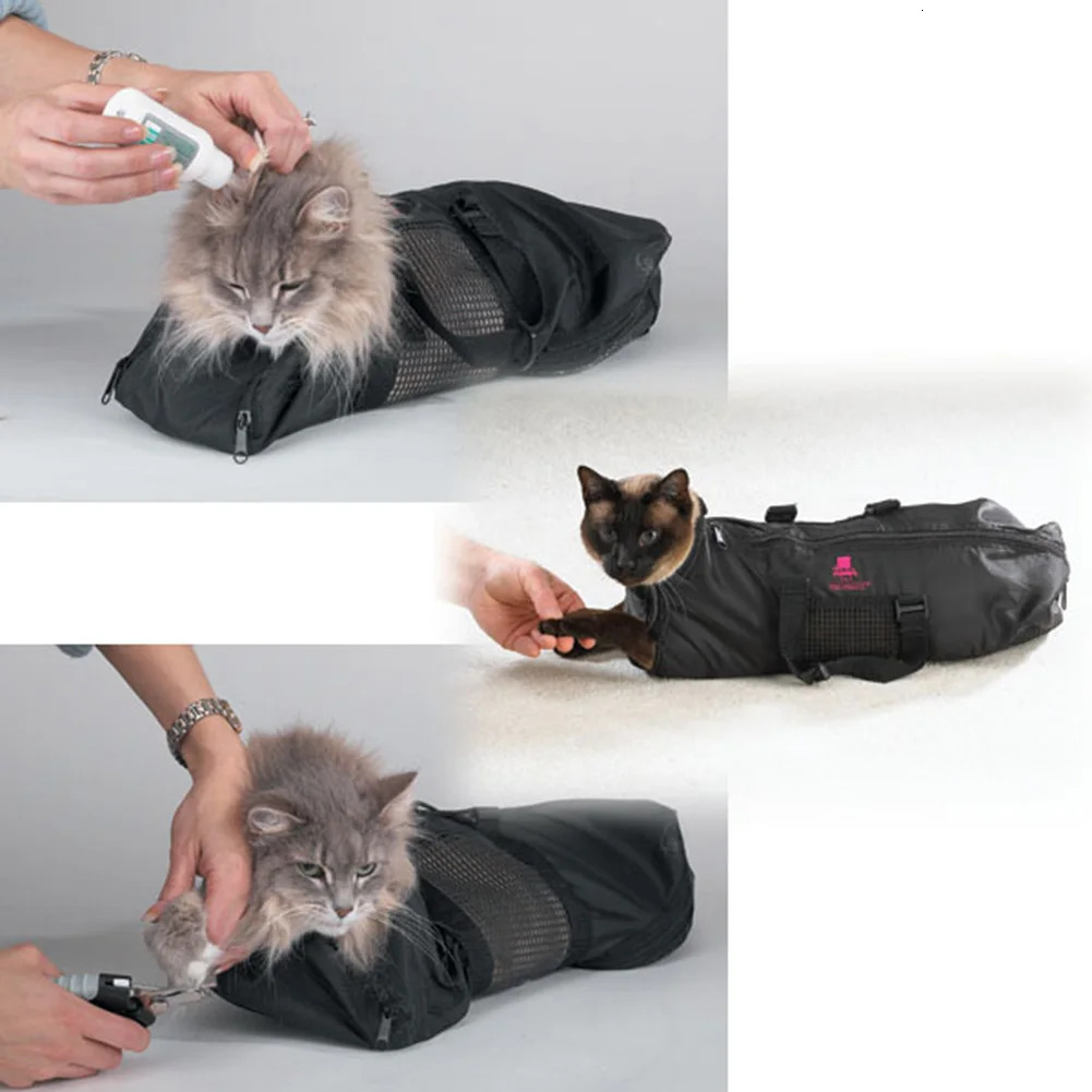 Mesh Cat Grooming Bathing Bag Oxford Cloth Pet Washing Bags For Pet Nail Trimming Anti Scratch Cleaning Shower Bite Restraint 250326