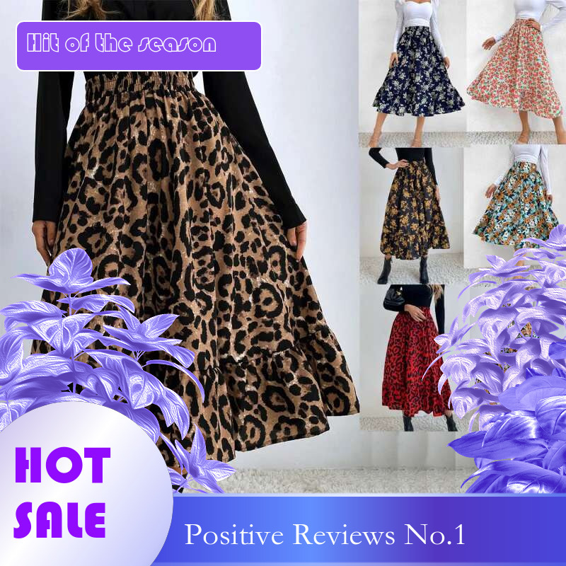 Dongdumaoyi Elegante Midi Rok Voor Dames Minimalistische Mode Slim Fit A Lijn Met Luipaardprint Stijl B