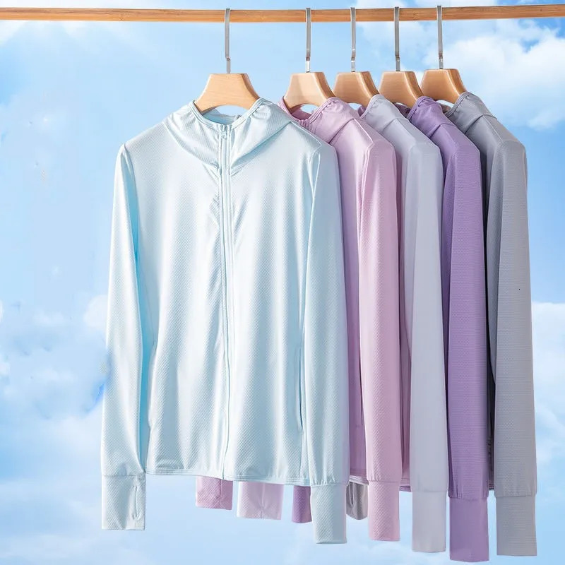UPF50Sunscreen Jacket Womens Ice Silk Hoodie Suitable for Summer Air Conditioning Clothing Breathable Solid Color 250326