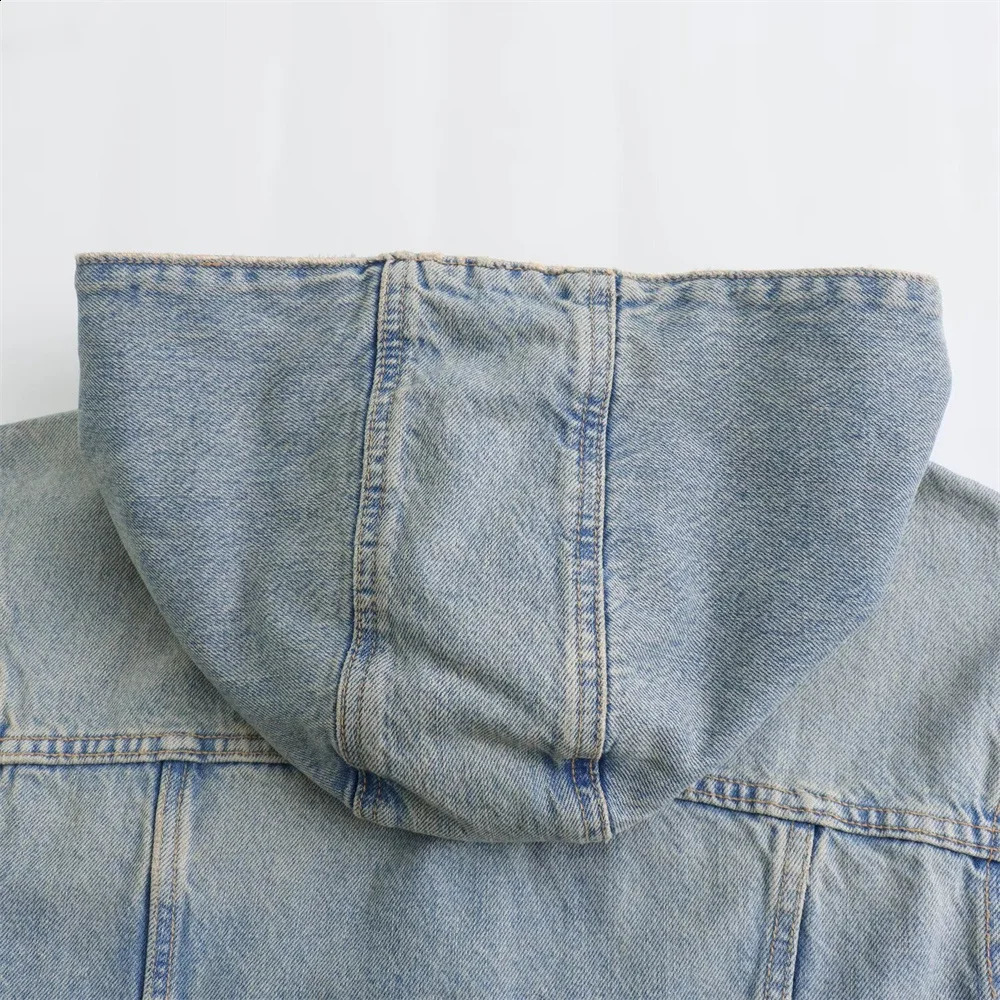 Kar Otza Summer Womens Fashion and Temperament jacket denim short casual versatile hooded washed jacket 250321