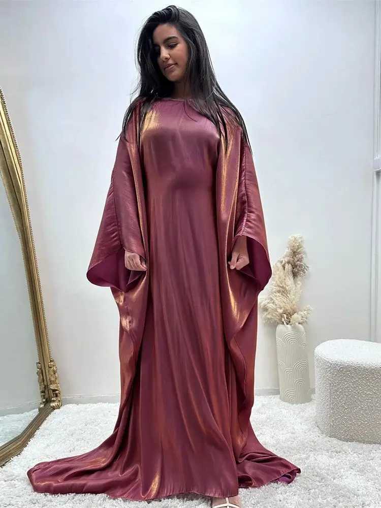Ramadan Summer Batwing Slve Satin Butterfly Abaya Islam Muslim Maxi Dress Ka Women Kaftan Robe Musulmane Femme Vestidos X250514