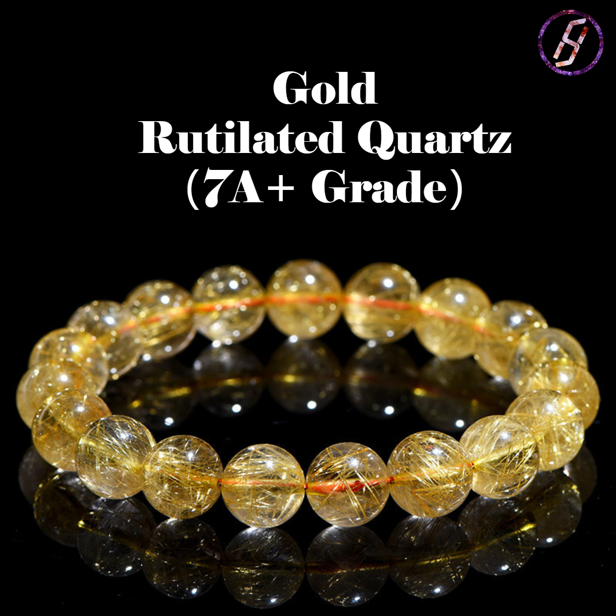 Natural Golden Rutilated Quartz Bracelets Factory Direct Sales Jewlery Designer for Women Super Seven Crystal 7A Grade Rutilated Quartz