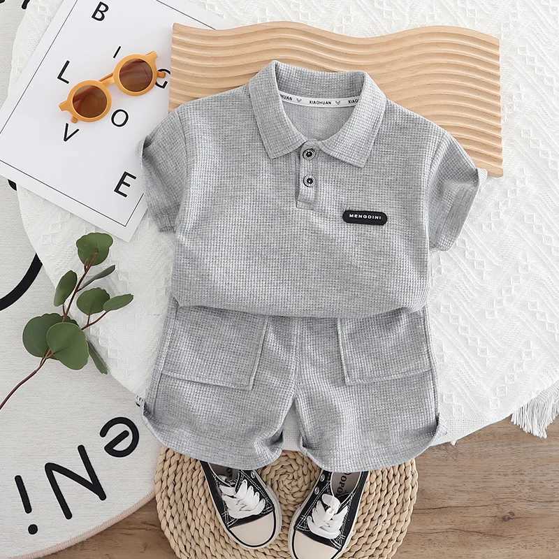 Boys suit 0-5 years old childrens short sleeved polo shirt casual shorts two-piece set comfortable clothingT250327
