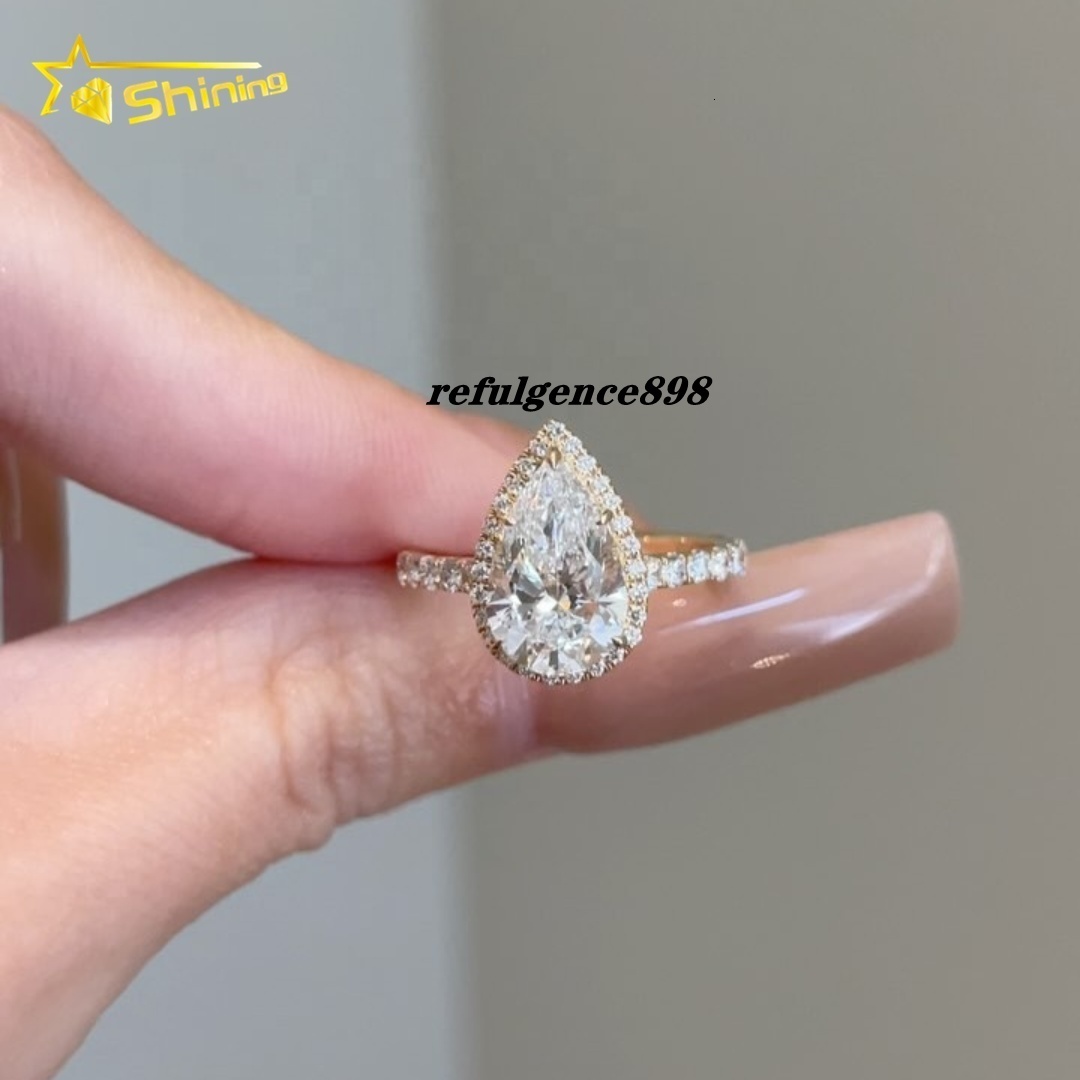 VVS D Color IGI Certificated Lab Grown Diamond 1CT Pear Cut Ring Engagement Ring 10K 14K Gold Gift for Women