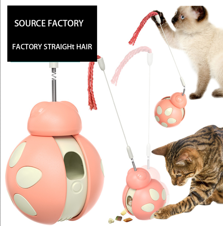 The bright cotton rope of the cat teasing stick attracts the cat's attention and accompanies it to play, suitable for small cat pet supplies