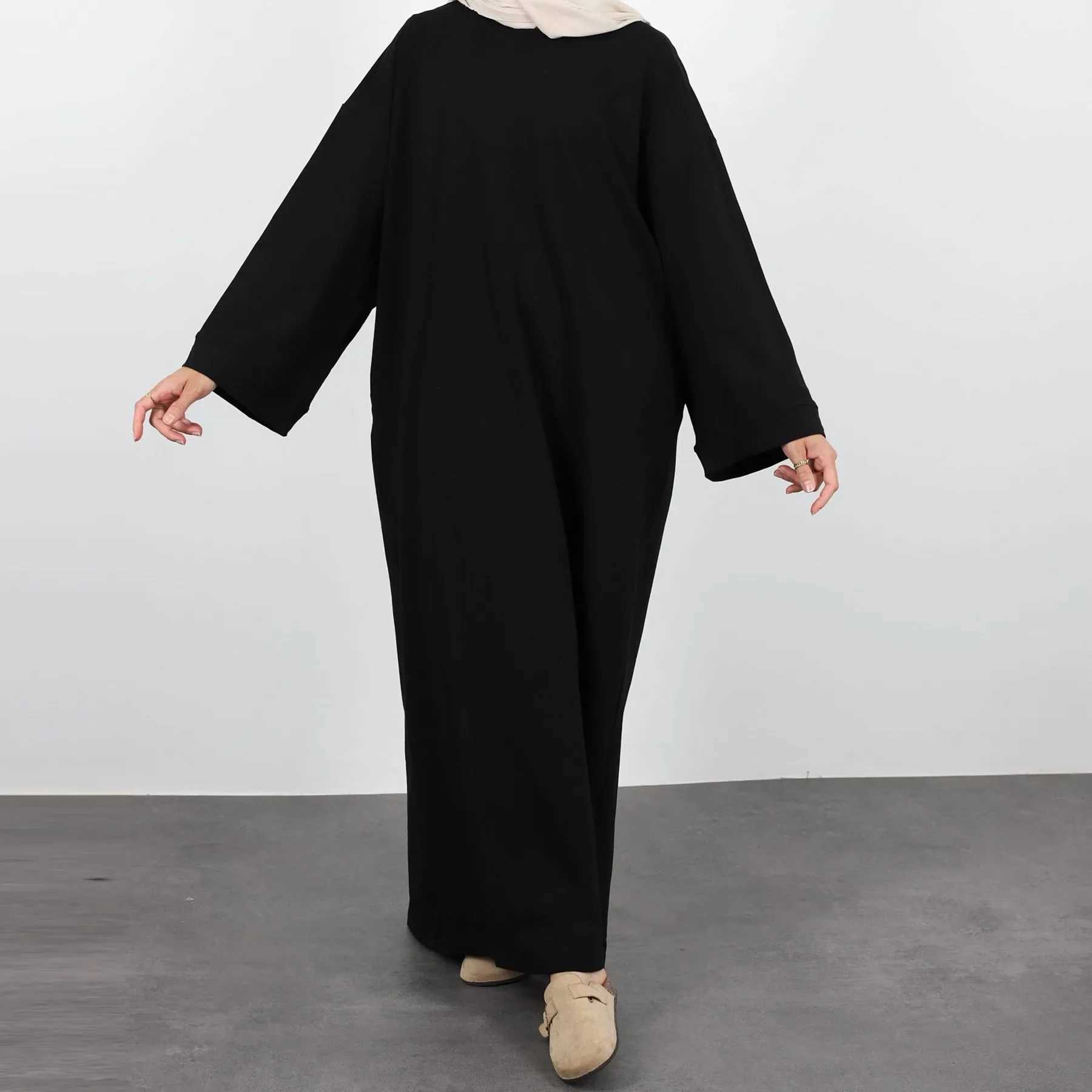 2024 New Modest Dress Solid Color Inner Dresses Muslim Women Dubai Abaya Eid Ramadan Islam Clothing Turkey Arabic Robe X250514