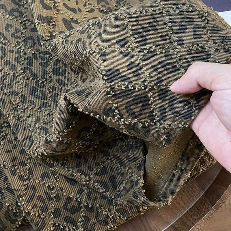 Leopard Print Womens Jeans High Waist Vintage Straight Baggy Pants Street Hottie Y2k American Style Wide Leg Denim Trouser