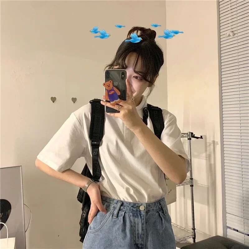 Solid color university style summer sports polo shirt, new girls' school uniform, shirt collar, short sleeved t-shirt
