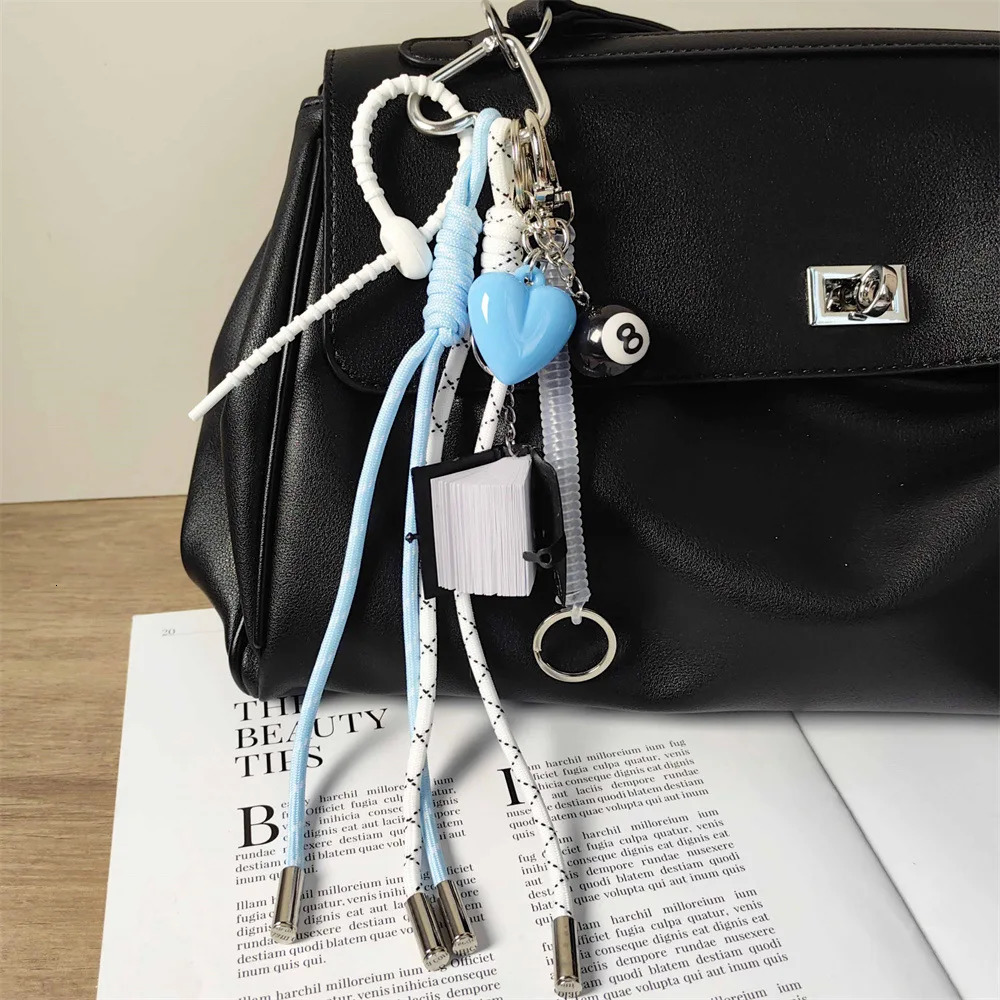 Ins style bag pendant Multi element keychain Nylon woven rope Backpack decoration pendant250325