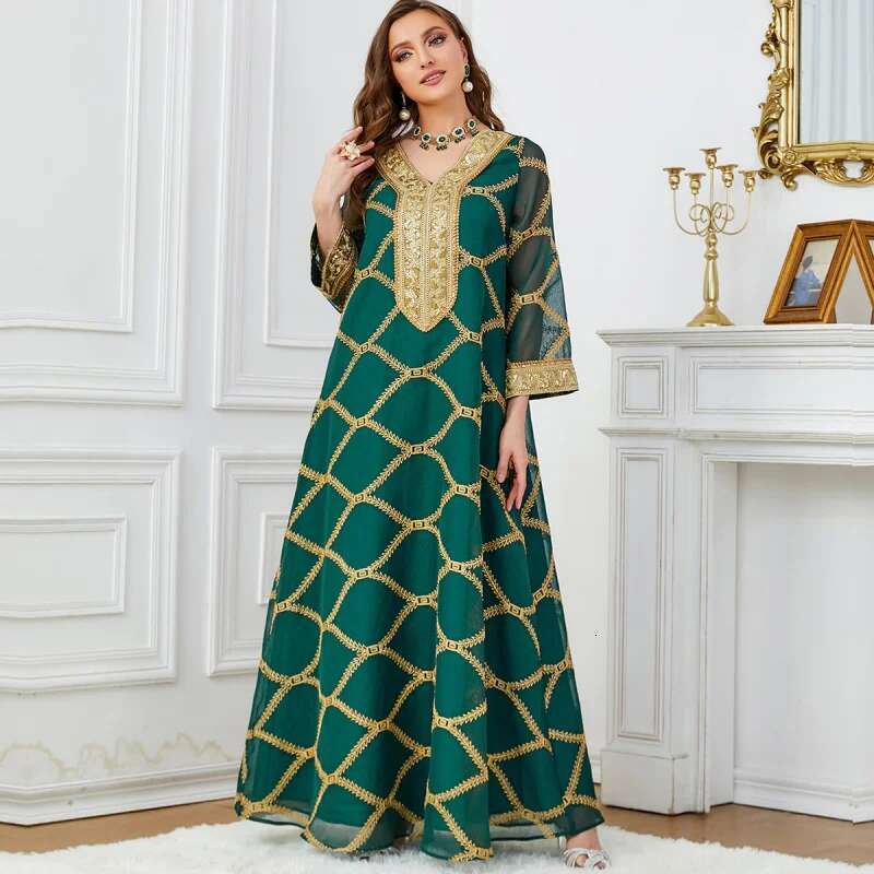 Dongdumaoyi Midden Oosten Arabische Dubai Damesmode Hot Selling Jurk Met Lange Mouwen W