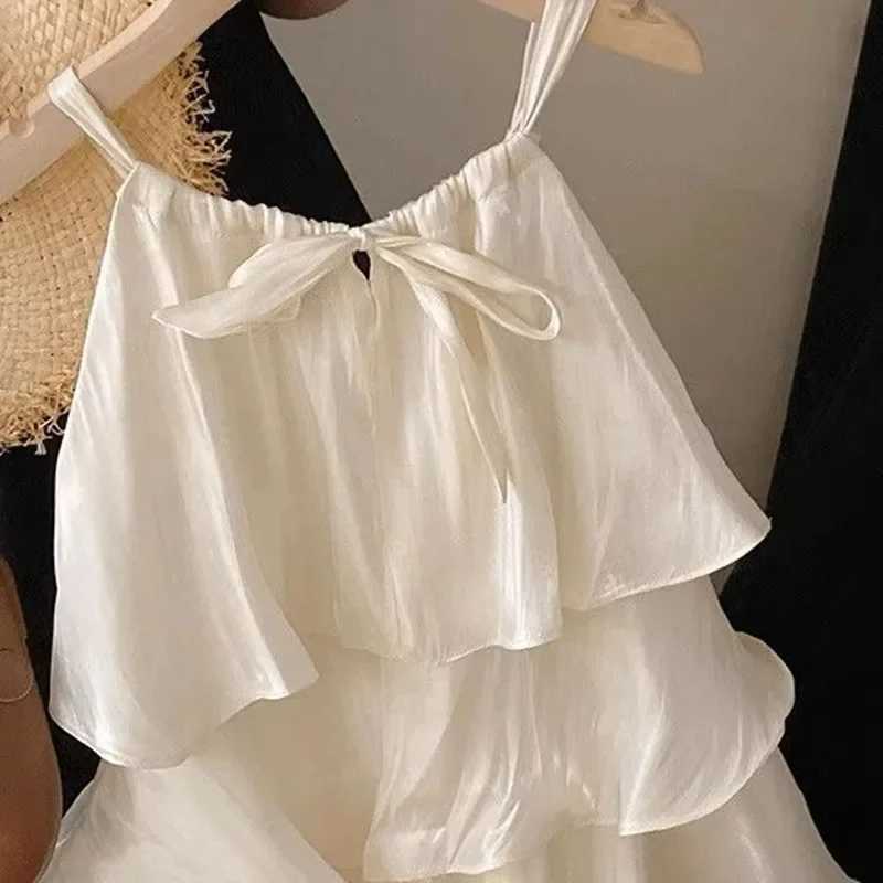 Summer New Sle Baby Girls Sweet Dress Korean Fashion Childrens Clothing Childrens Girls Ruffle Edge Small Fresh Suspension Dress W250326