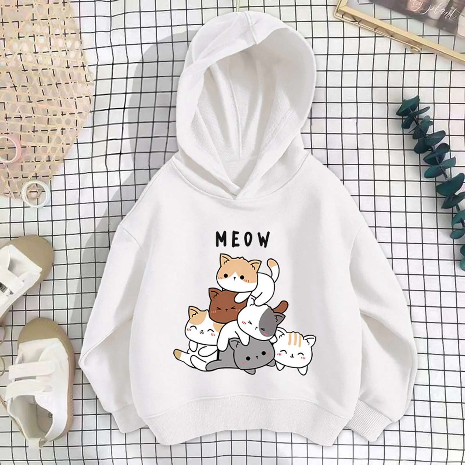 Ddmyshoesvip Cute Print Kids Hoodies Casual Boy Girls Hooded Sweatshirt Spring Autumn Children Hoodie Pullover Top