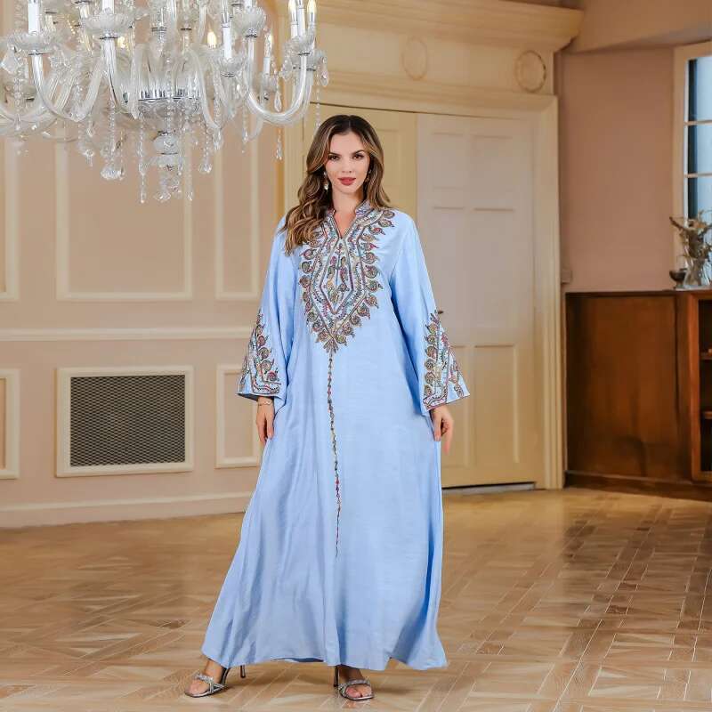 Dongdumaoyi Midden Oosten Saudi Moslim Touw Borduren Abaya Dameskledingabaya Dames Elegante Gewaad Jurk Nieuwe W